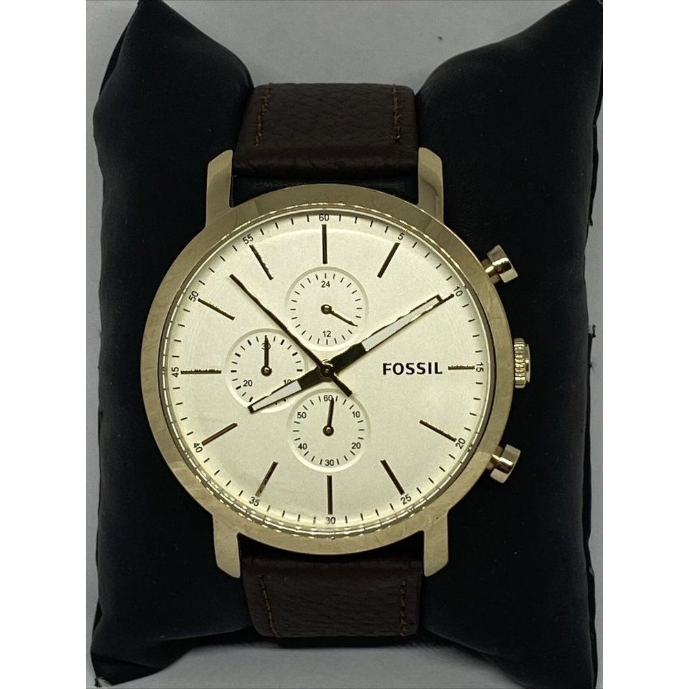 Fossil BQ2435 Men's Brown Leather Analog Cream Dia